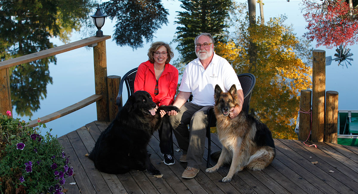 Naomi and Herb Duerr with their dogs